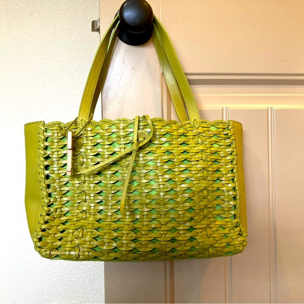 Fossil leather woven bag